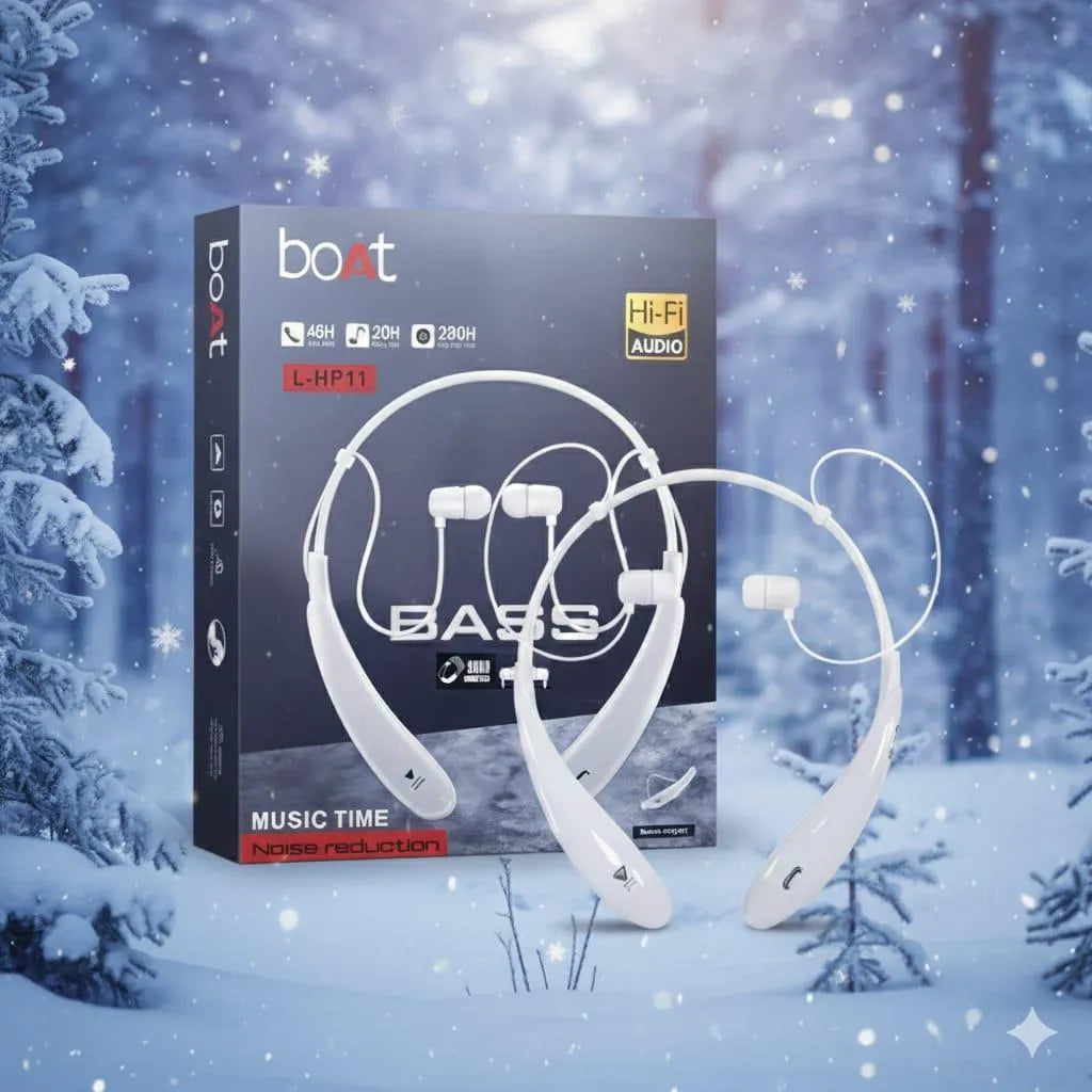 White Bluetooth 5 Neckband with ANC & 48H Battery