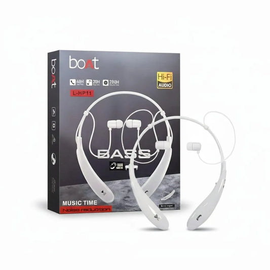 White Bluetooth 5 Neckband with ANC & 48H Battery
