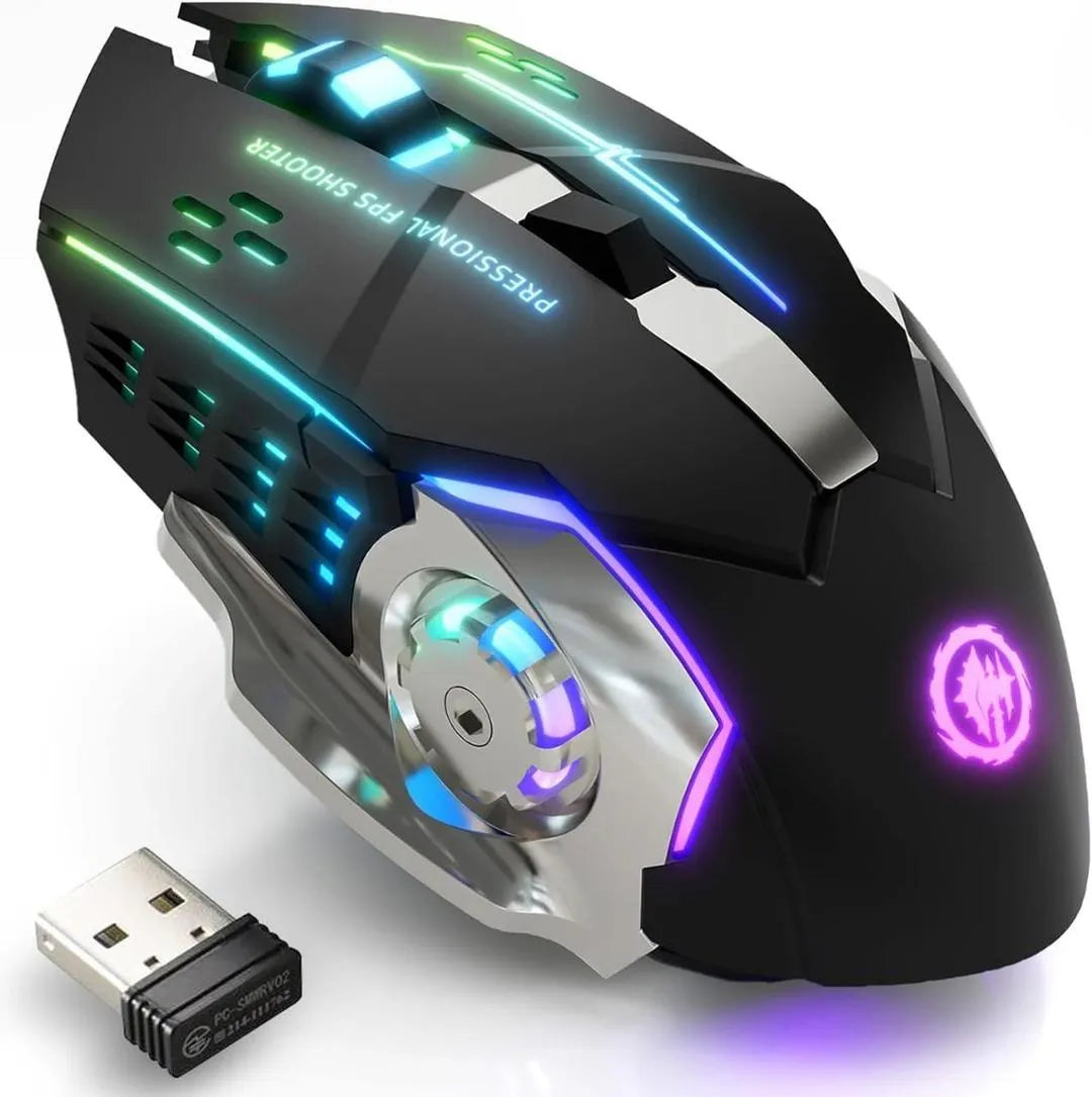 RGB Gaming Mouse Wireless Rechargeable Black