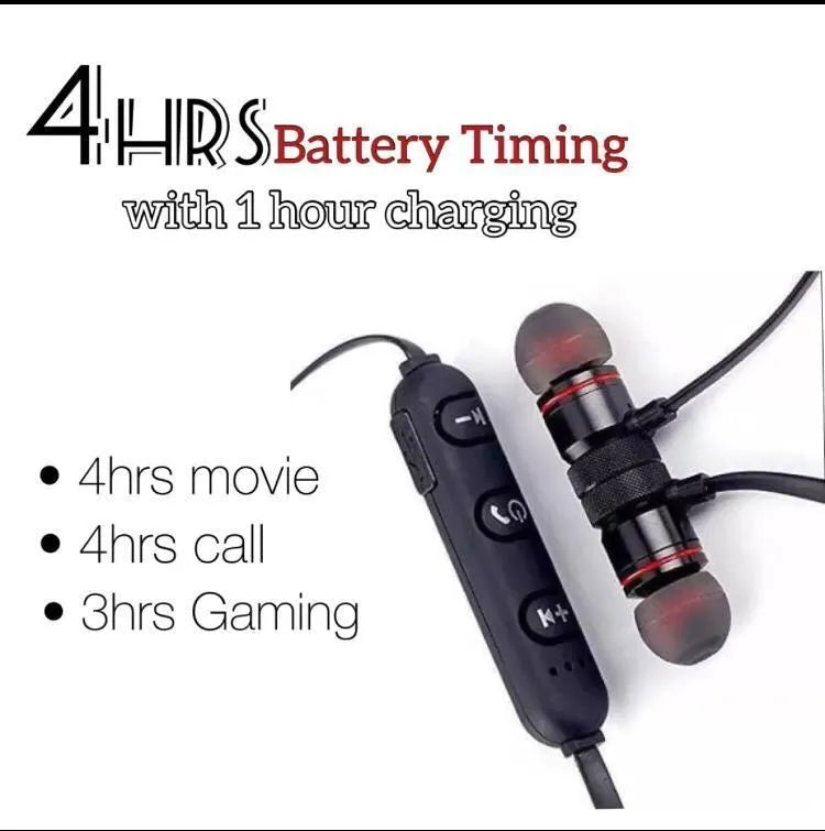Bluetooth Sport Earphones Black Magnetic Neckband Fast Charge