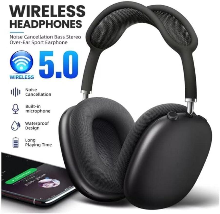 Black Wireless Headphones with Fast Charge & Long Battery