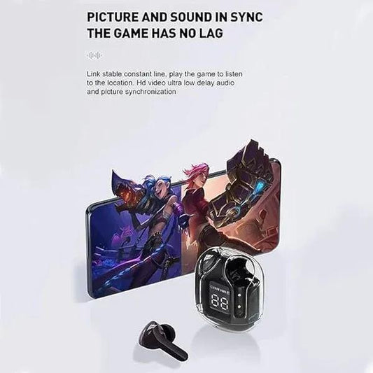 Black Wireless Gaming Earbuds with Low Latency