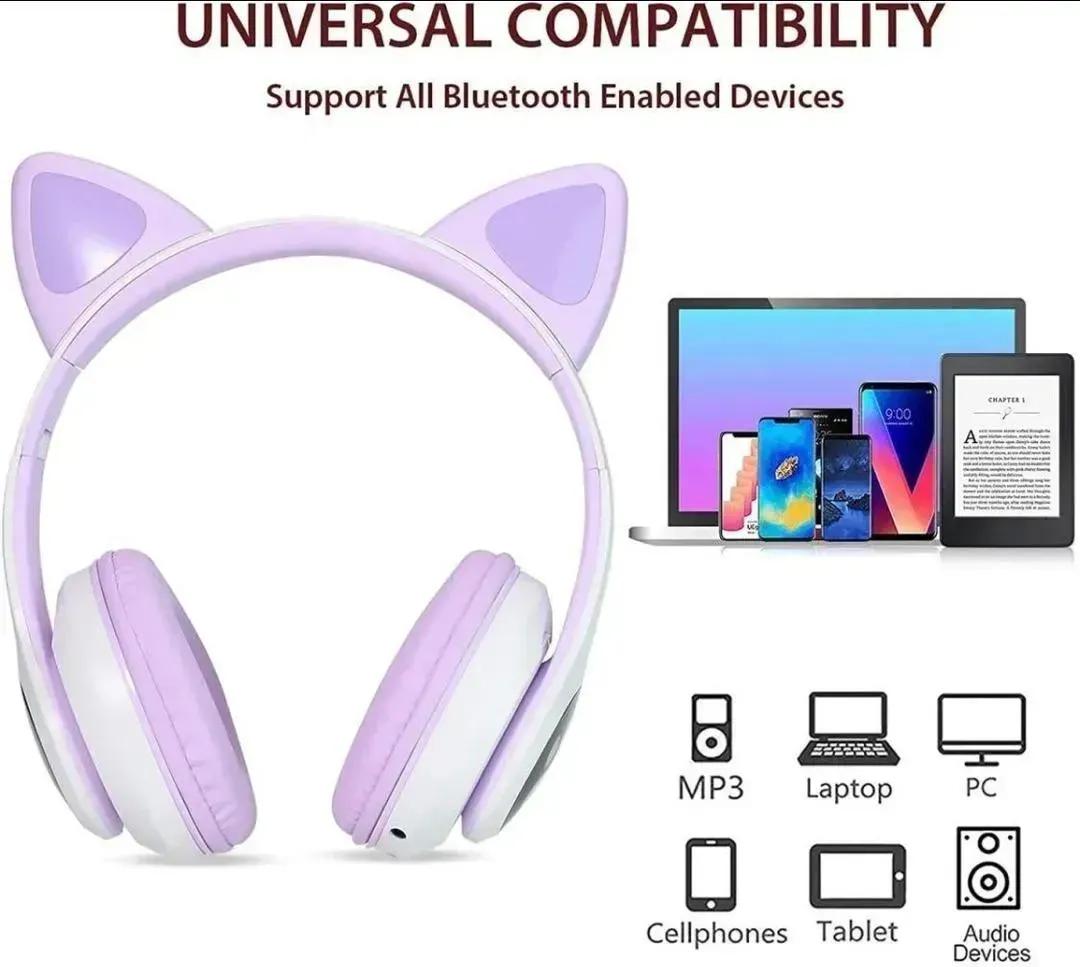 Wireless Cat Ear Headphones with LED Lights