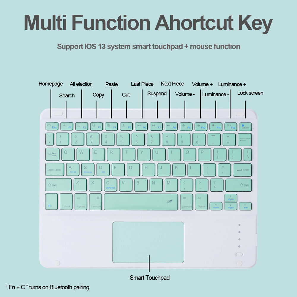 Bluetooth Keyboard Mouse Set for Tablets Android Apple Universal Wireless Backlit Pink